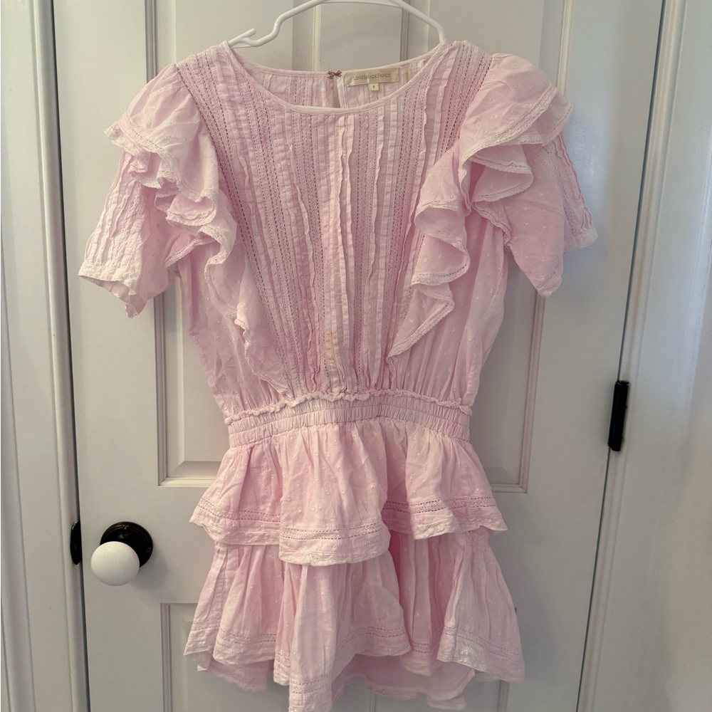 LoveShackFancy Light Pink Ruffled Blouse